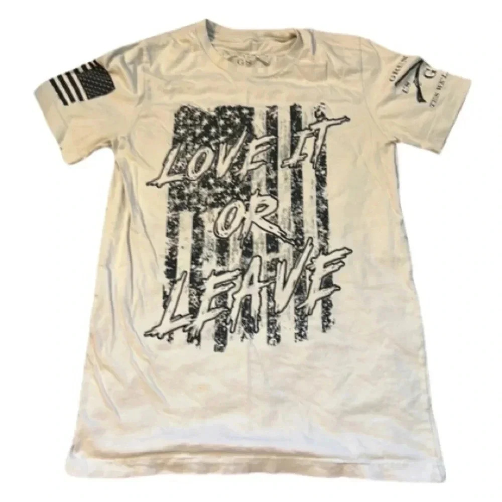 Grunt Style Short Sleeve TShirt Love it or Leave Flag-Size Medium